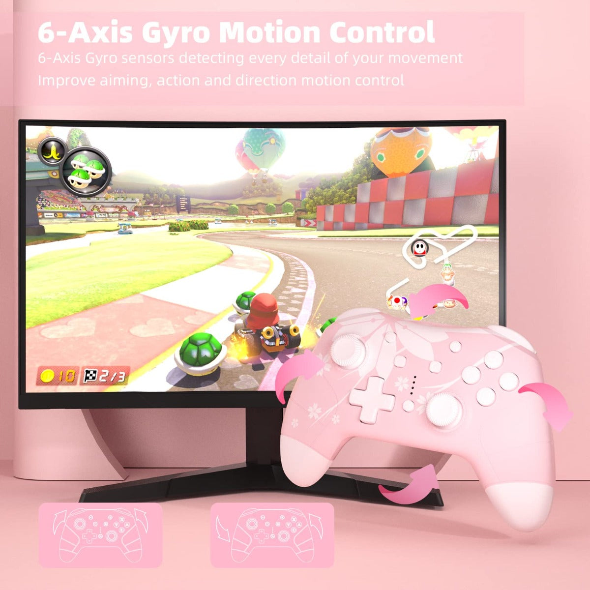 Mytrix Wireless Controller for Nintendo Switch/Lite, with Wake-Up, Headphone Jack, Auto-Fire Turbo, Motion Control, Adjustable Vibration - Sakura - Used Like New Mytrix Wireless Controller for Nintendo Switch/Lite, with Wake-Up, Headphone Jack, Auto-Fire Turbo, Motion Control, Adjustable Vibration - Sakura - Used Like New
